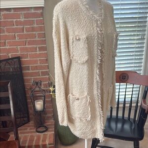 NWT Janice Apparel cream ivory knit sweater jacket  one size fits most